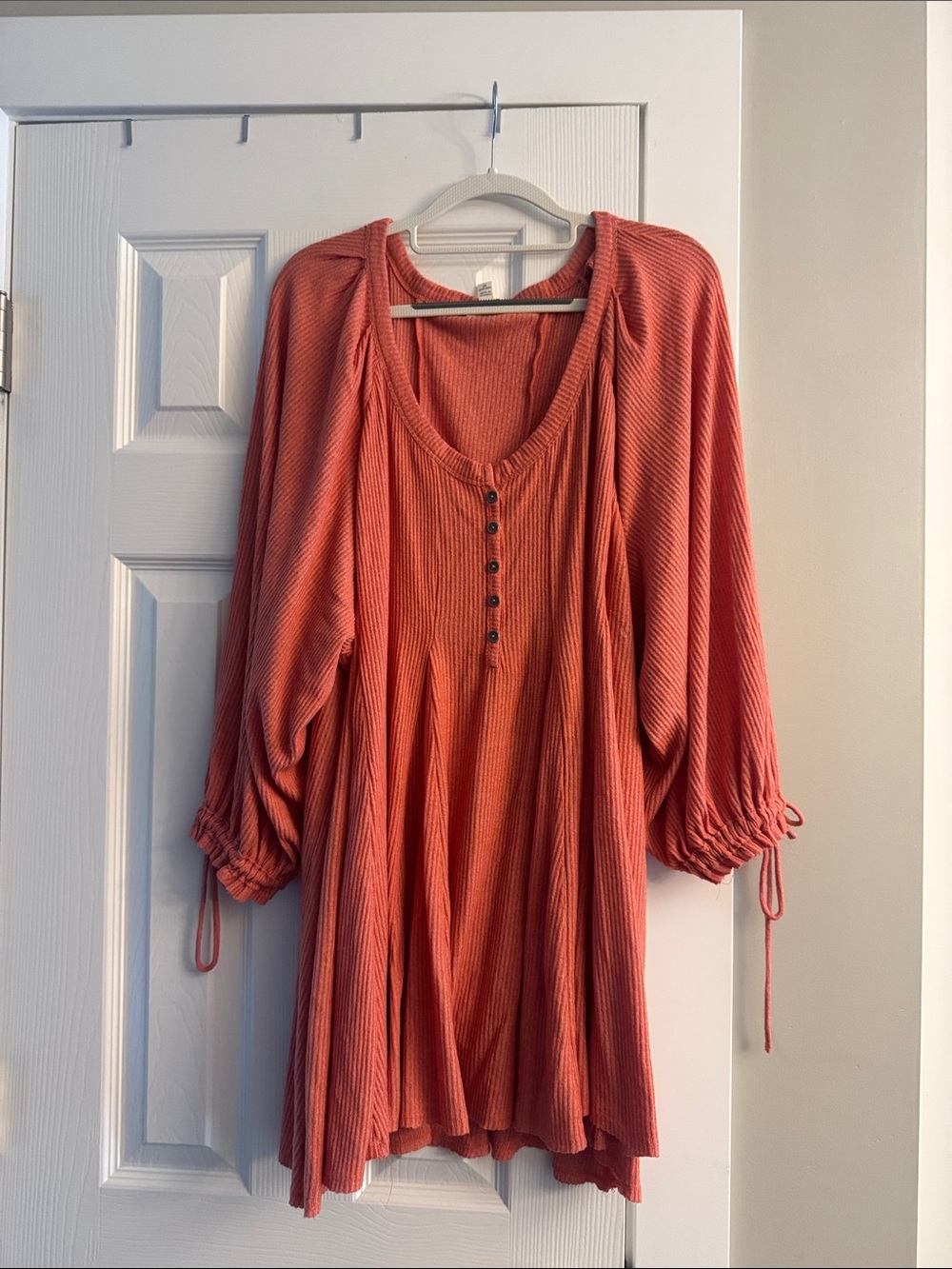 Terra & Sky Coral Button-Front Peasant Tunic
